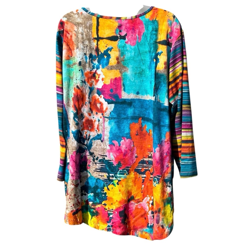 PARSLEY & SAGE Women Size 2X Multicolor Abstract Art Asymmetrical Tunic Top. - Picture 5 of 12